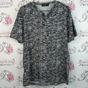 YTD exclusive style tshirt heathered button Black and White Short Sleeve Shirt